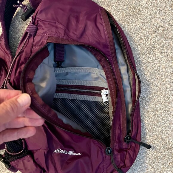 Like New - Eddie Bauer Ripstop Sling Backpack - Dark Plum - Picture 3 of 5